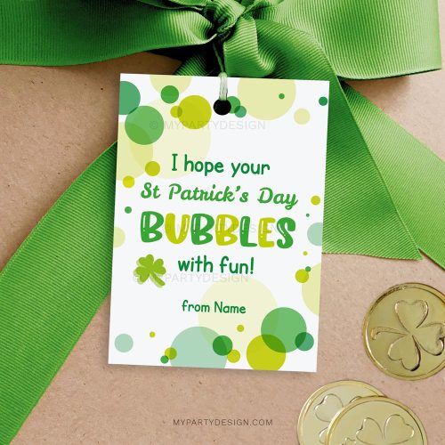 bubbles st patrick's day tags / cards for kids