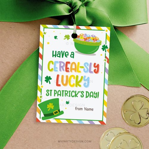 cereal st Patricks day tags
