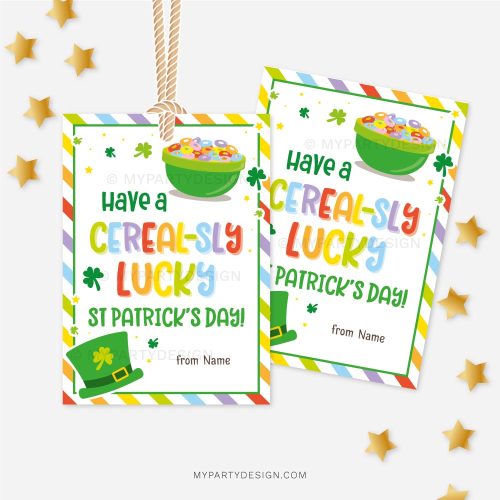 cereal st Patricks day tags for kids st Patricks gifts