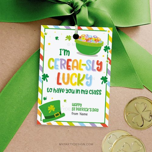 cereal class st Patricks day tags