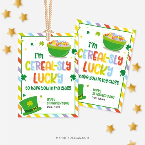 cereal sly lucky to have you in my class st Patricks day tags
