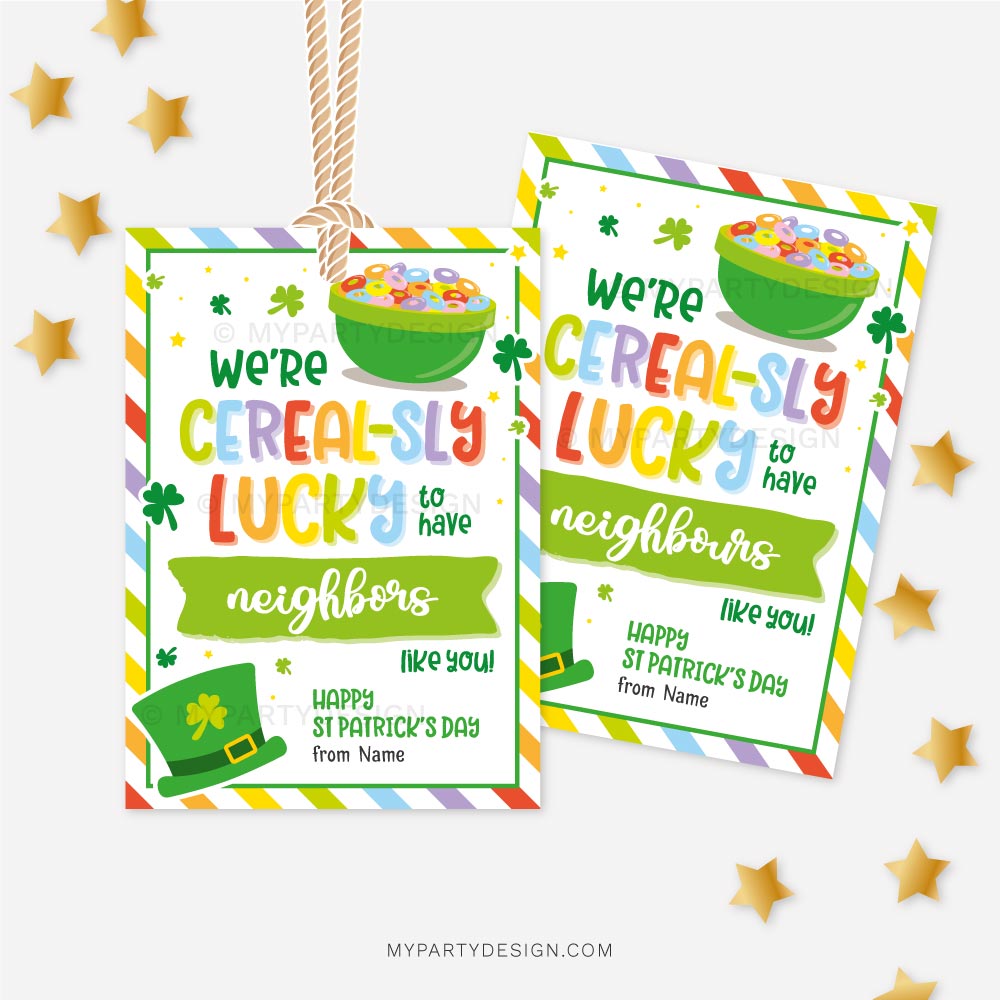ST-PATRICKS-DAY-TAGS-CEREAL-LUCKY-NEIGHBORS-00B cereal sly lucky to have neighbours like you tags