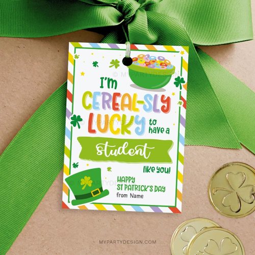 cereal student st Patrick's day tags