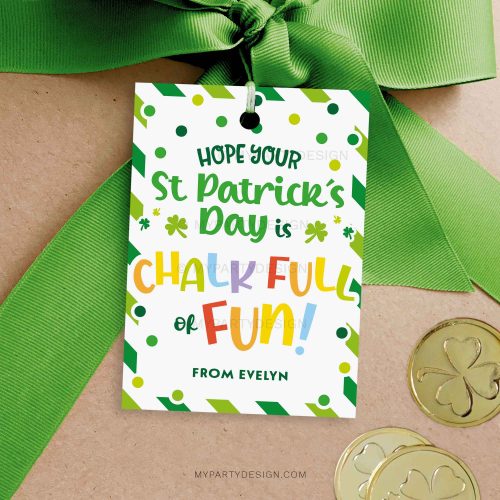 chalk full of fun st patrick's day gift tag for chalk sticks class gifts