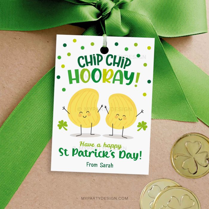 chip hooray chips st patrick's day gift tags for st patty's class gifts