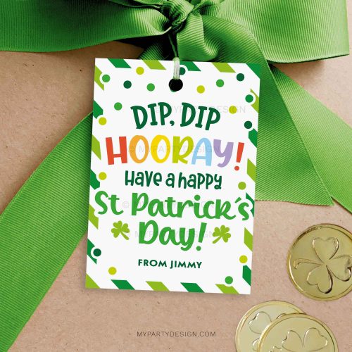 dip dip hooray st patrick's day gift tag for st patricks day class gifts