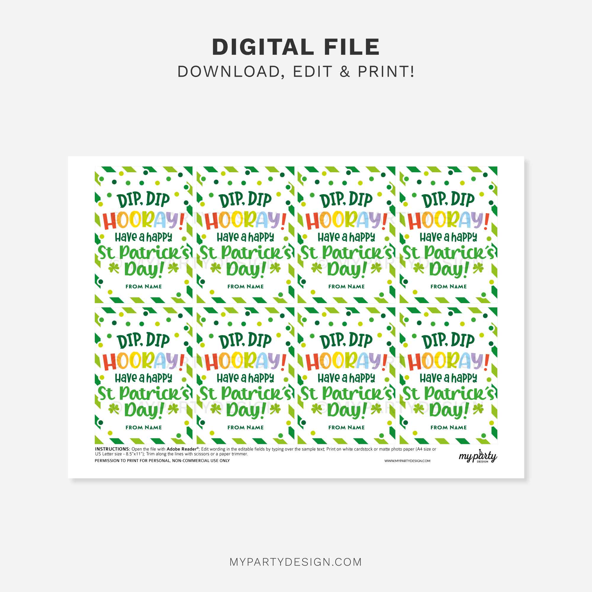 ST-PATRICKS-DAY-TAGS-DIP-DIP-HOORAY-00C printable dip dip hooray st patrick's day gift tag for st patricks day class gifts