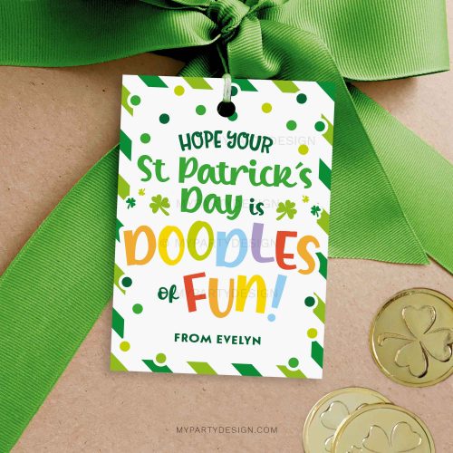 doodles of fun st patrick's day gift tag for drawing or coloring book class gifts