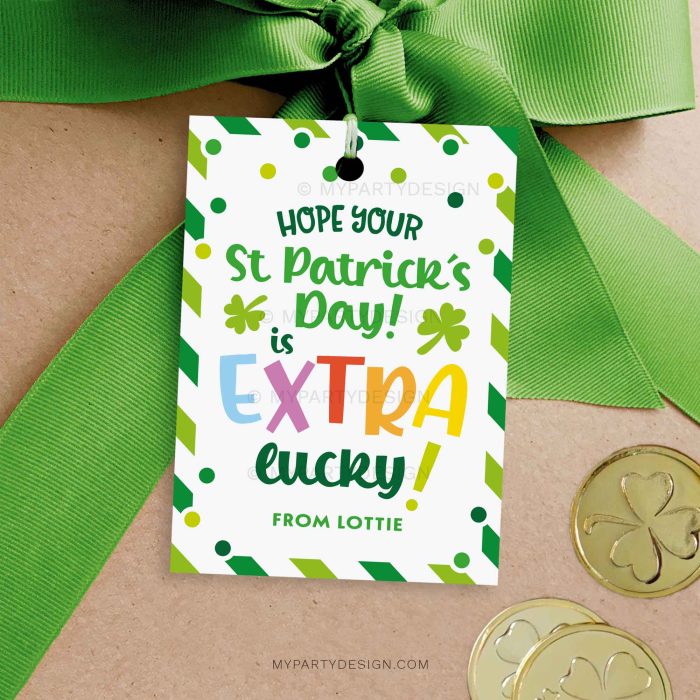 extra lucky st patrick's day gift tag for st patty's class gifts