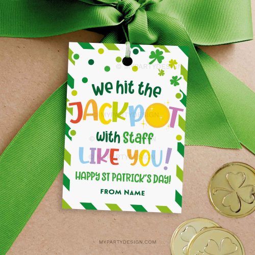 staff jackpot st Patrick's day gift tag for st patty's staff appreciation gifts