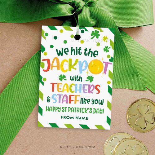 teachers and staff jackpot st Patrick's day gift tag for st patty's teacher appreciation gifts