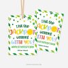 st patricks day gift tags that read "I hit the jackpot working with you"