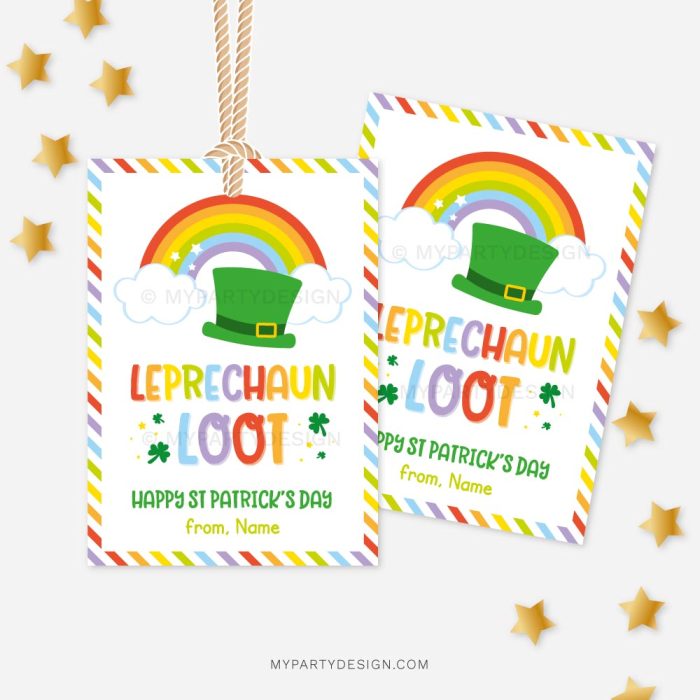 leprechaun loot tags for St Patrick's day