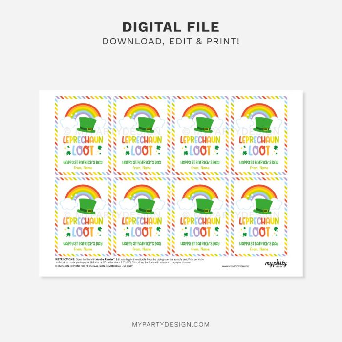 printable leprechaun loot tags for St Patrick's day