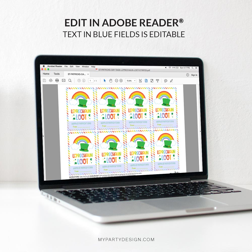 ST-PATRICKS-DAY-TAGS-LEPRECHAUN-LOOT-STRIPES-00C editable leprechaun loot tags for St Patrick's day