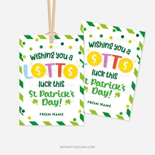 st patricks day tags that read Wording "Wishing you a Lotto luck this St Patrick's Day!"
