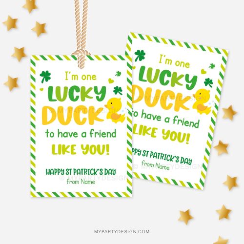 lucky duck st patrick's day tags / cards for kids