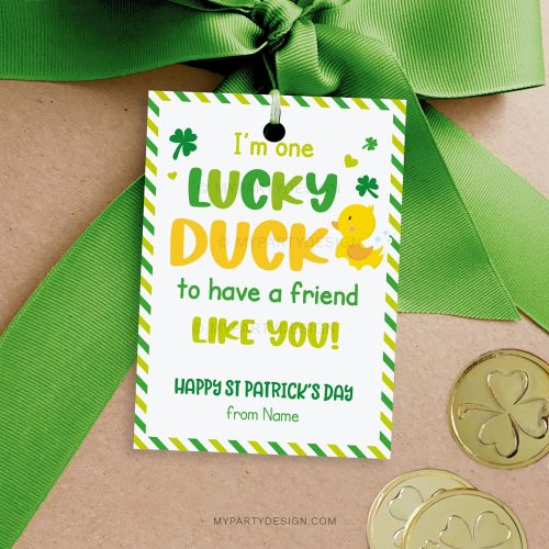 lucky duck st patrick's day tags / cards for kids