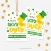 ST-PATRICKS-DAY-TAGS-LUCKY-DUCK-CLASS-00B St Patrick's Day tags that read "I'm one lucky duck to have you in my class"