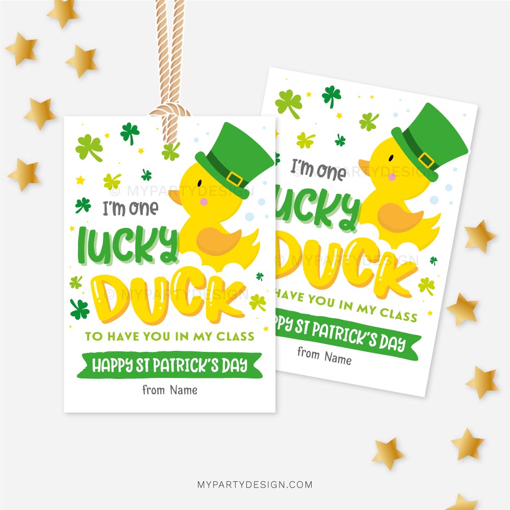 ST-PATRICKS-DAY-TAGS-LUCKY-DUCK-CLASS-00B St Patrick's Day tags that read "I'm one lucky duck to have you in my class"