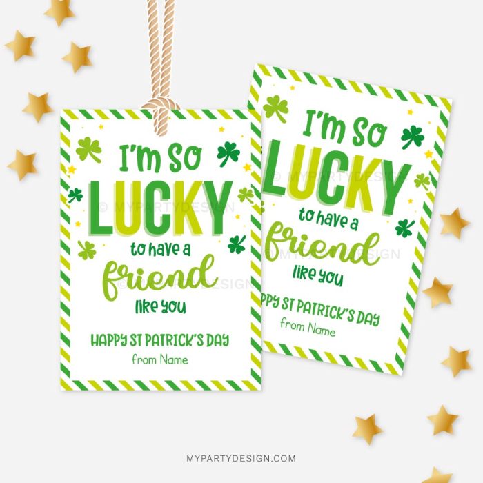 lucky friend st patrick's day tags / cards for kids