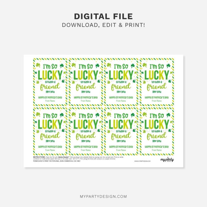 printable lucky friend st patrick's day tags / cards for kids
