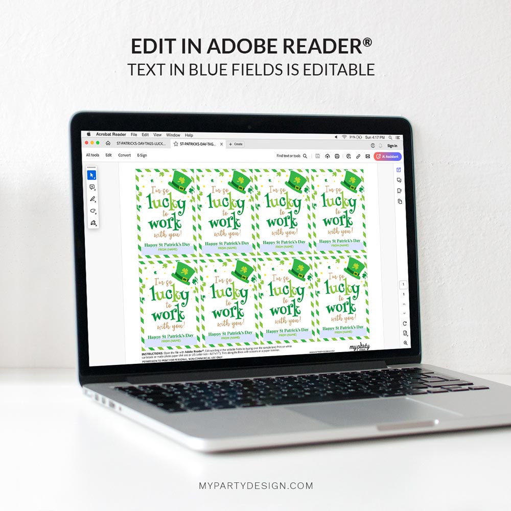 ST-PATRICKS-DAY-TAGS-LUCKY-TO-WORK-WITH-YOU-00D lucky to work with you St Patrick's Day gift for staff or coworker