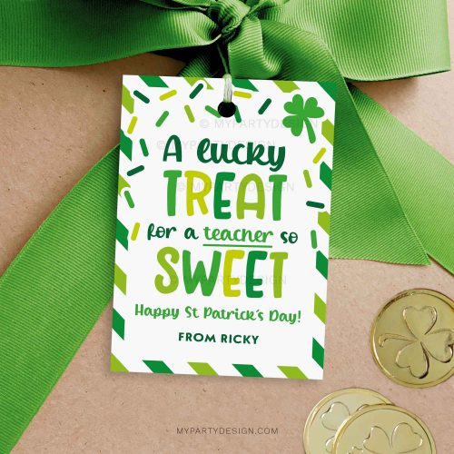 st patrick's day treat for a teacher so sweet gift tag for st patty's teacher gifts
