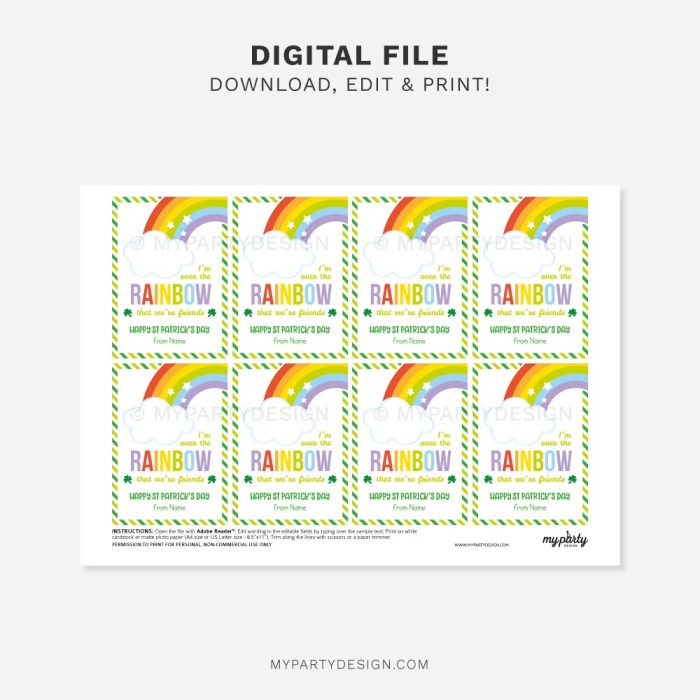 printable Over the rainbow that we're friends, st patrick's day tags