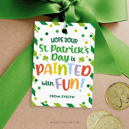 painted with fun st patrick's day gift tag for paint or watercolor class gifts