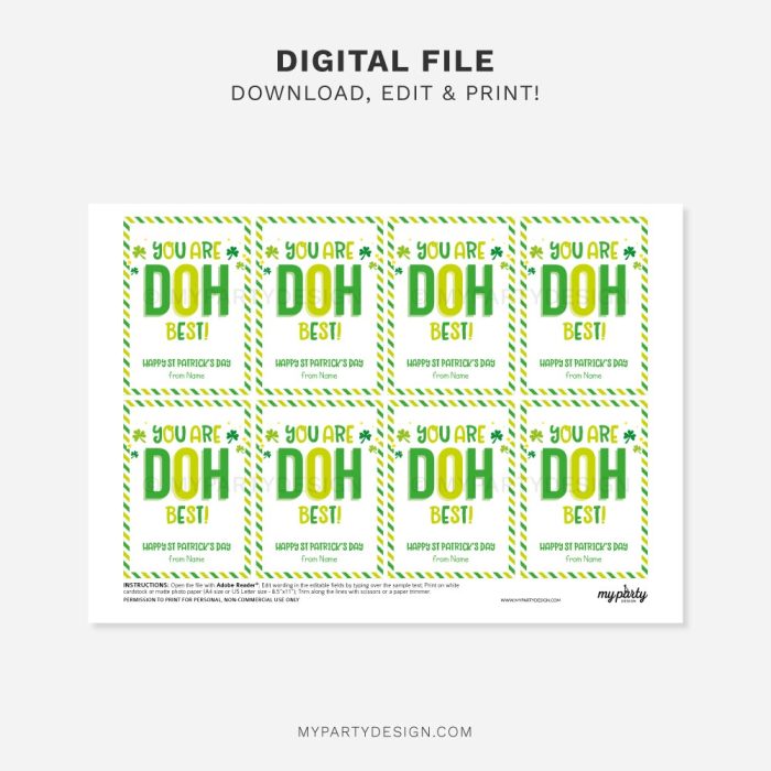 printable doh best play dough st patrick's day tags for kids