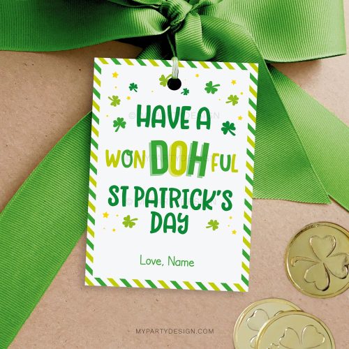 play dough st patrick's day tags for st patricks class gifts