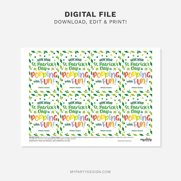 printable popping with fun st patrick's day gift tag for pop fidget toy class gifts