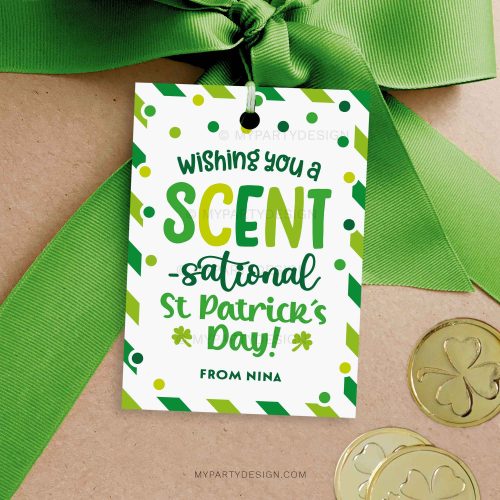 scentsational st patrick's day gift tag for candle, soap or fragrance st patricks day gifts
