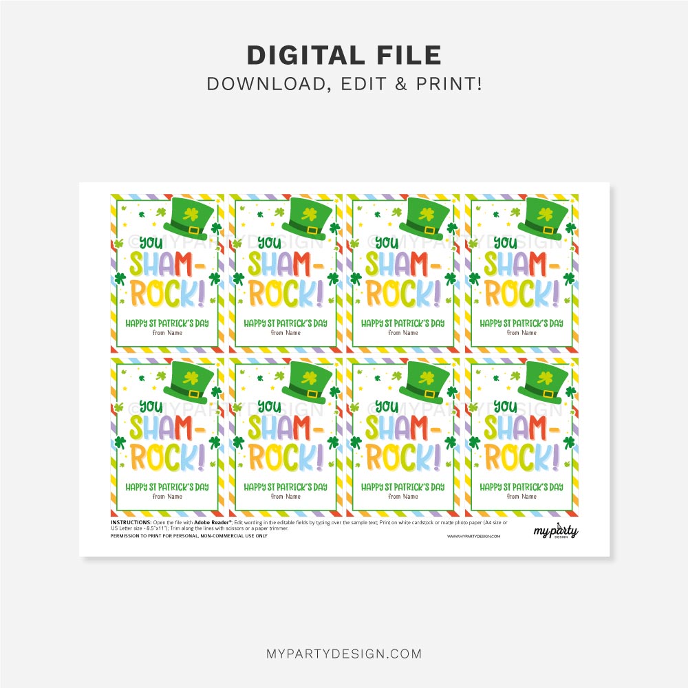 ST-PATRICKS-DAY-TAGS-SHAMROCK-RAINBOW-00C printable You Sham-Rock St Patrick's Day tags for class gifts