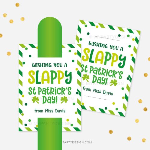 slappy St Patrick's Day slap band tag for non-candy st patrick's day class gifts