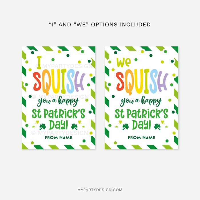 we squish you a happy st patricks day gift tag