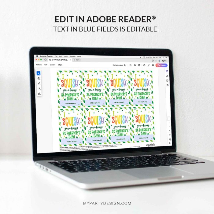 editable I squish you a happy st patricks day gift tag template for st pattys class gifts
