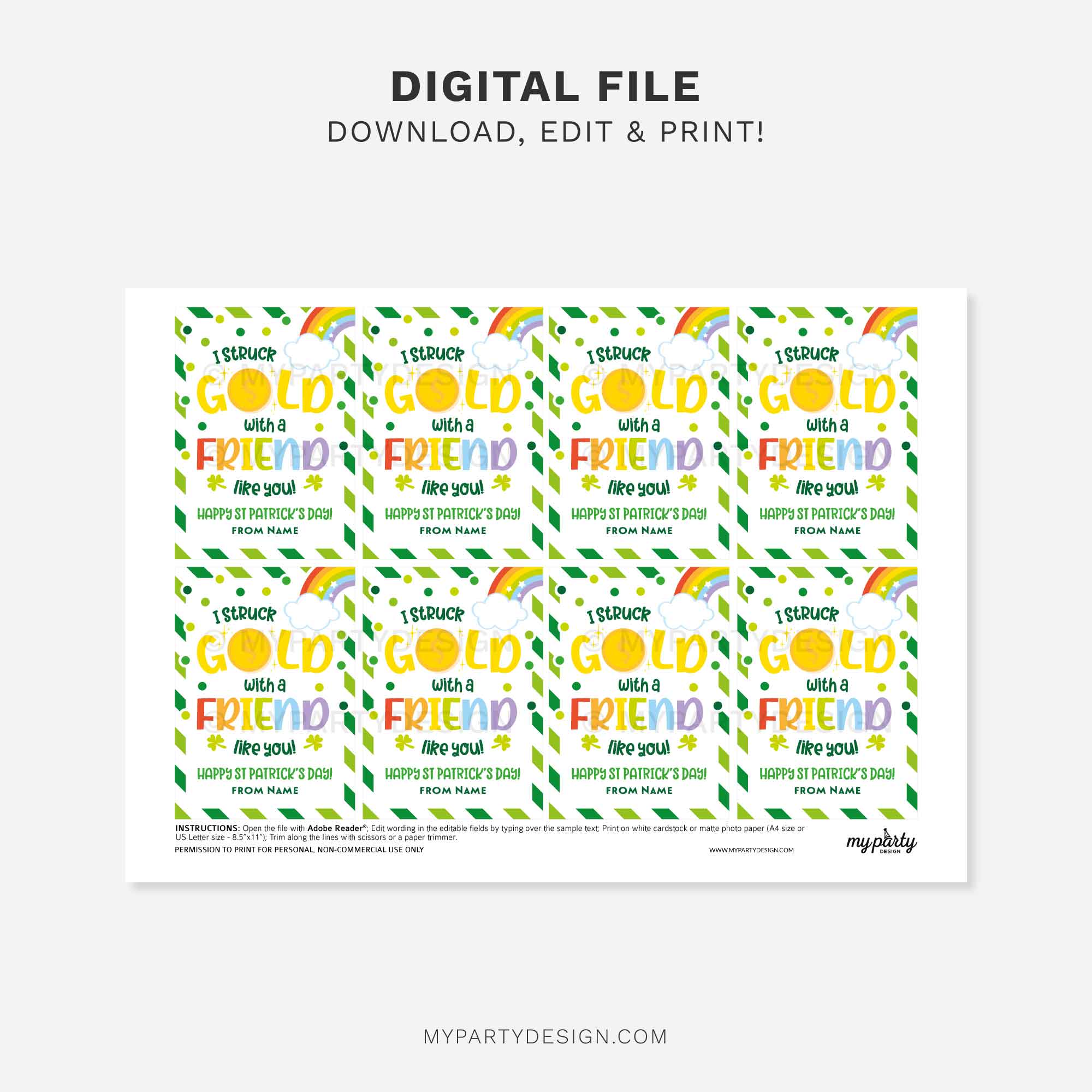 ST-PATRICKS-DAY-TAGS-STRUCK-GOLD-FRIEND-00C printable friend gold st Patrick's day gift tag for st patty's class gifts