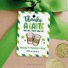 St Patrick's Day thanks a latte gift tag for teacher or staff appreciation gifts