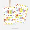 rainbow coloured squishing you a happy birthday gif tag for squishy toy class gifts