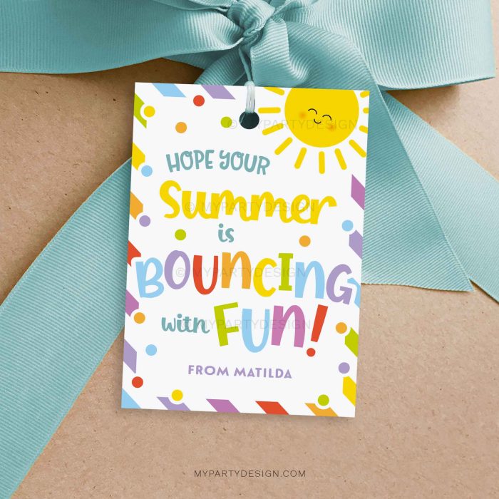summer bouncing with fun gift tag for last day of school year class gifts for students or friends