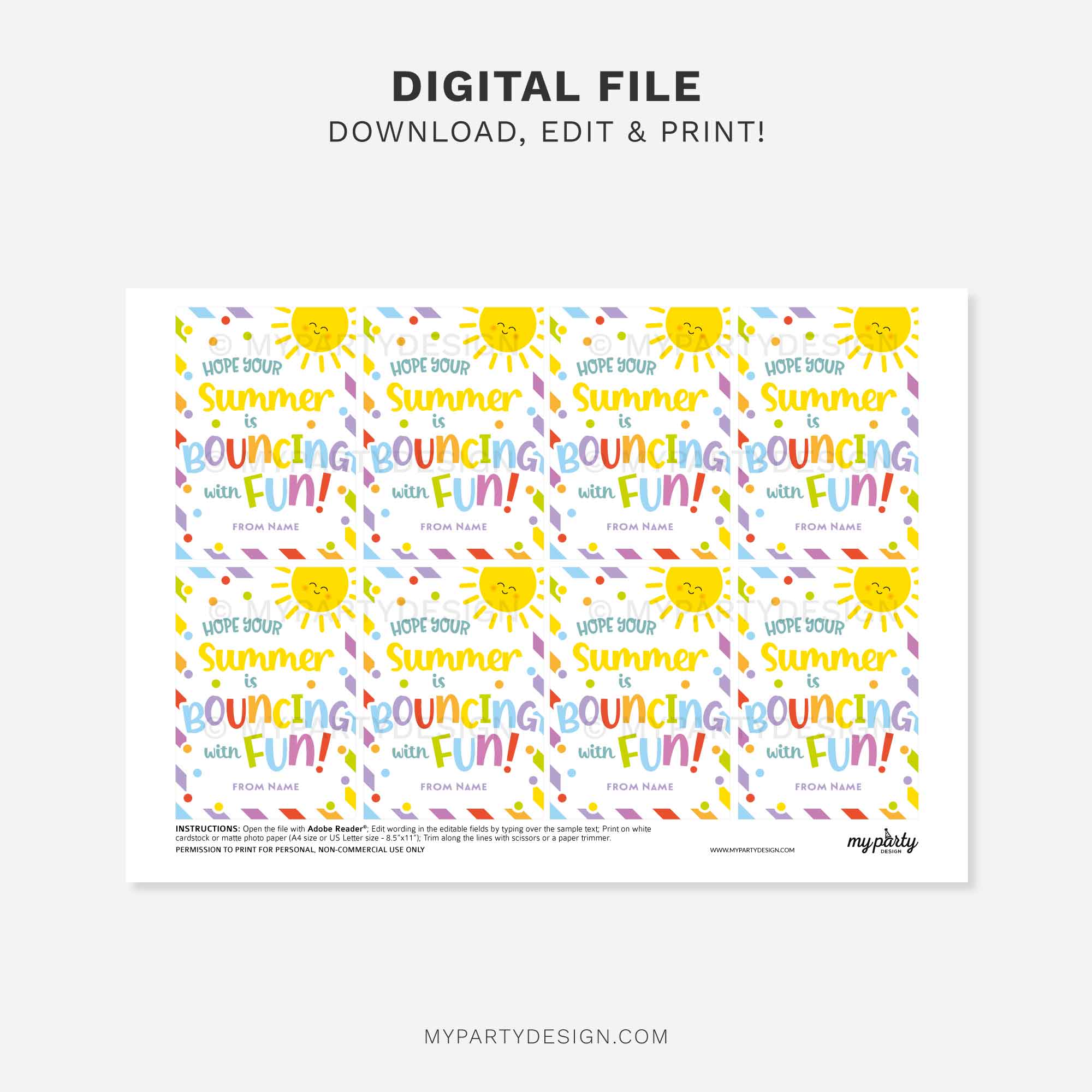 SUMMER-BOUNCING-WITH-FUN-GIFT-TAGS-00C printable summer bouncing with fun gift tag for last day of school year class gifts for students or friends