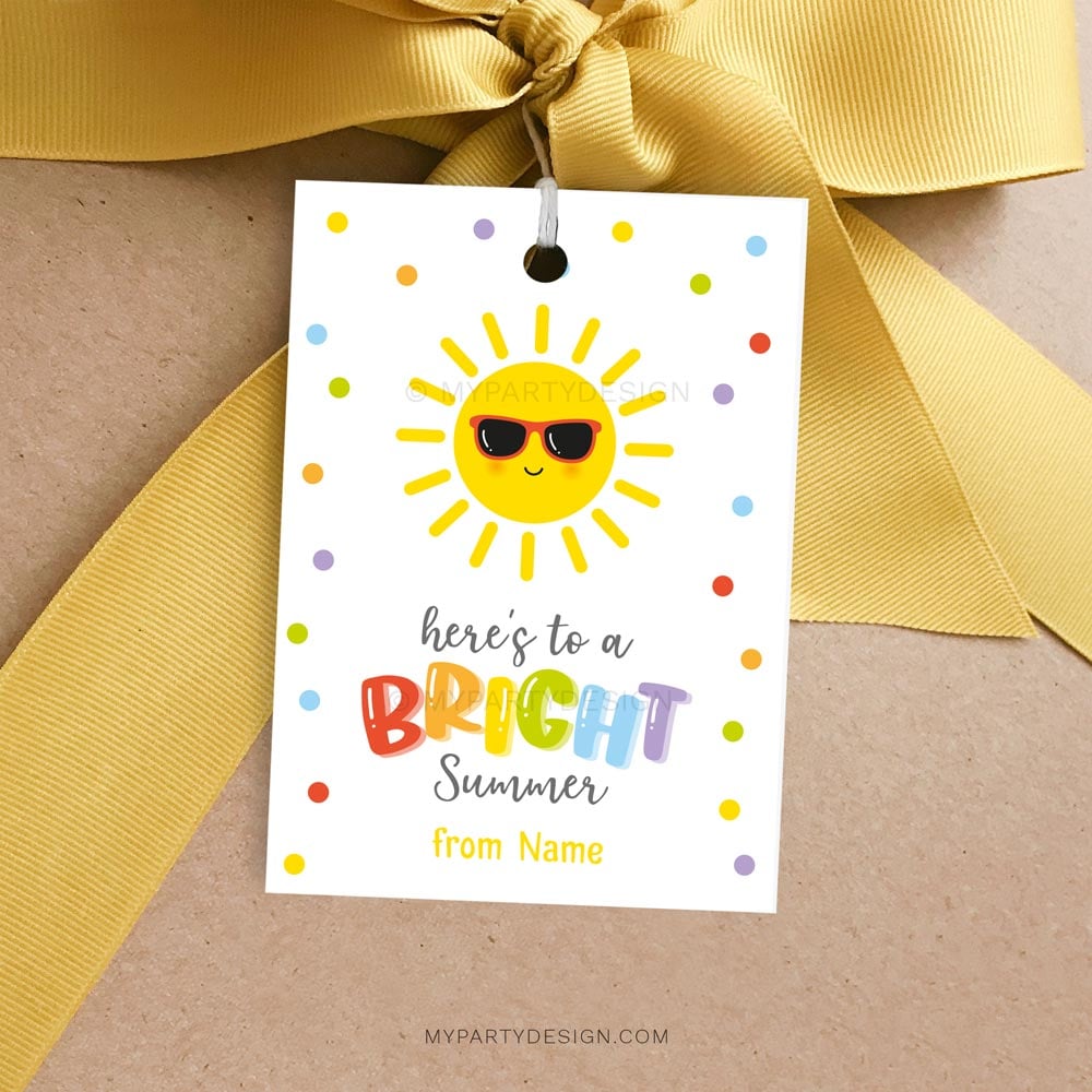 SUMMER-BRIGHT-GIFT-TAGS-00A Here's to a Bright Summer gift tags for end of school year gifts