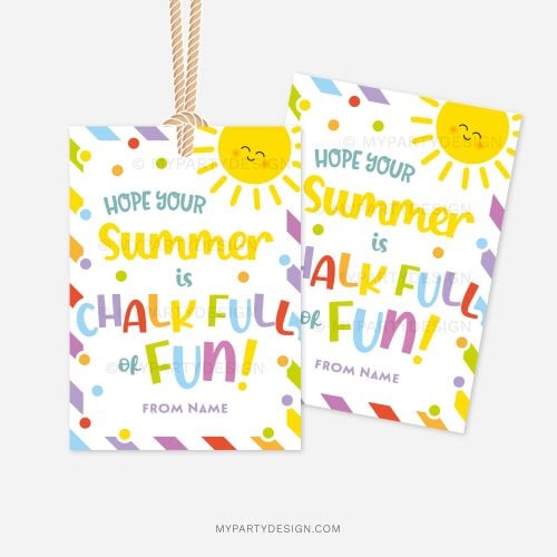 last day of school gift tags that read "hope your summer is chalk full of fun"