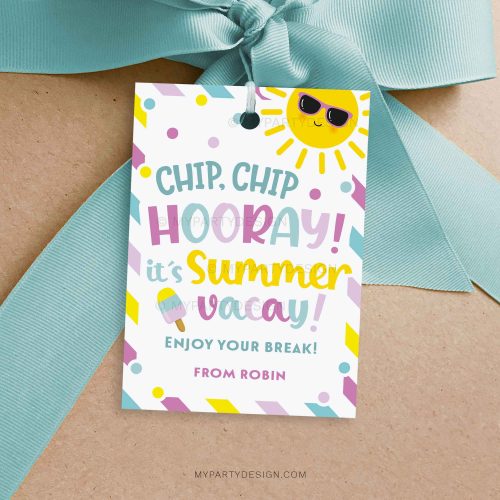 summer chip chip hooray gift tag for last day of school class gifts