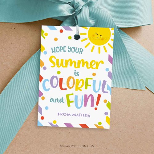 summer colorful and fun gift tag for last day of school year class gifts for students or friends