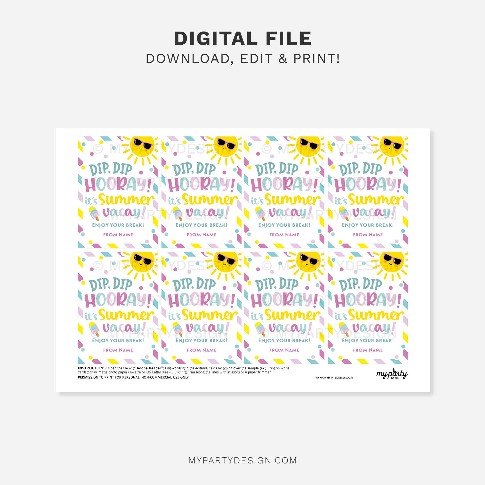 SUMMER-DIP-DIP-HOORAY-GIFT-TAGS-00C printable summer dip dip hooray gift tag for last day of school class gifts