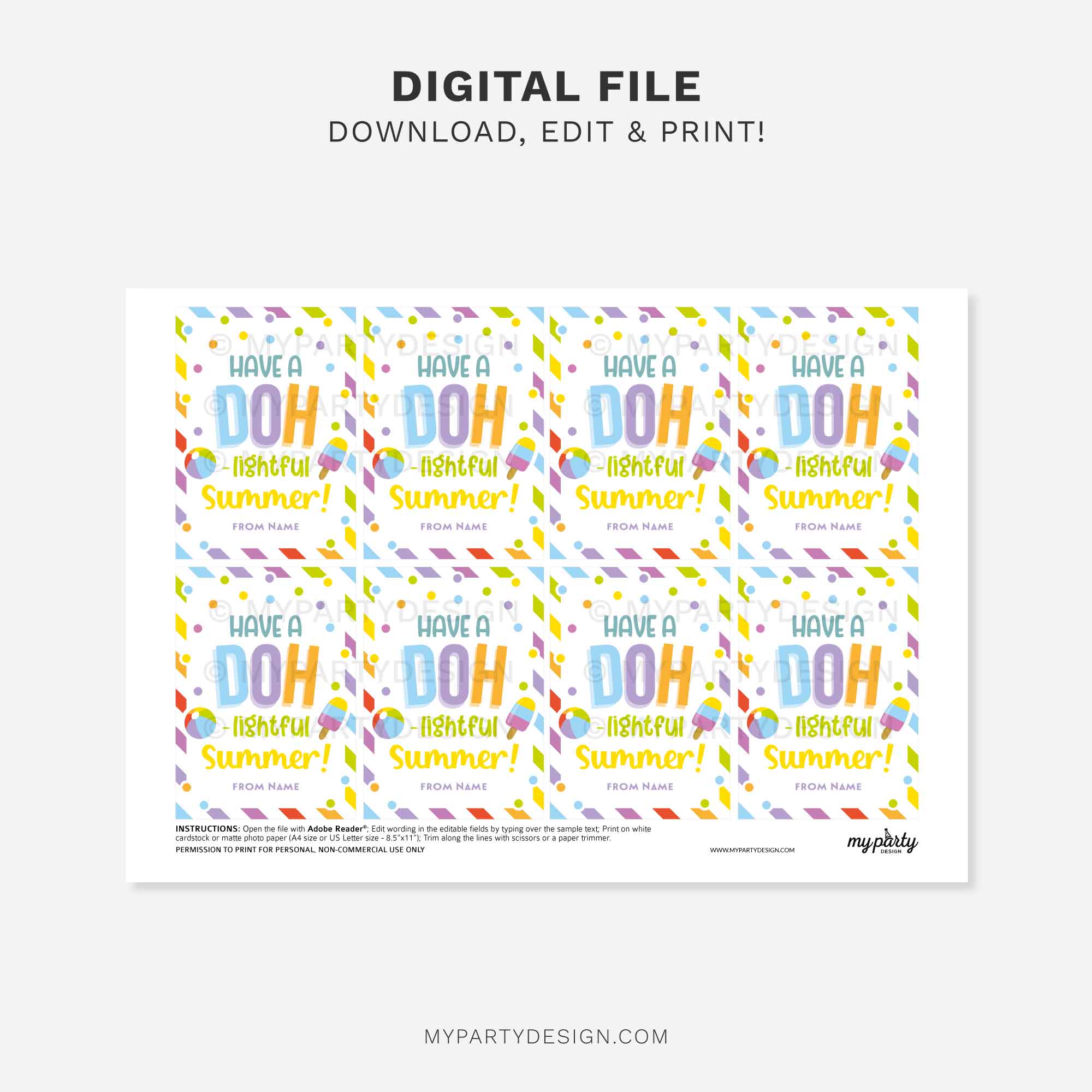 SUMMER-DOH-LIGHTFUL-PLAY-DOUGH-GIFT-TAGS-00C printable doh-lightful summer play dough gift tag for last day of school class gifts
