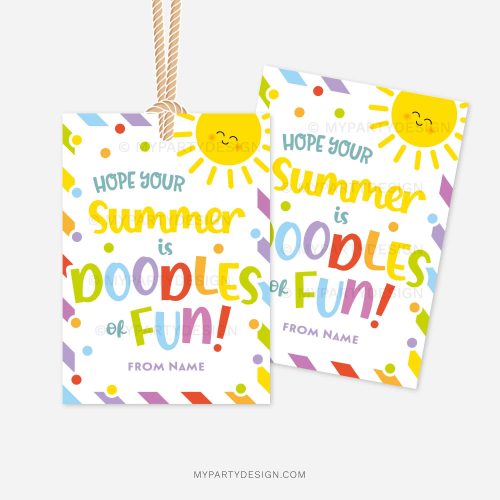 last day of school gift tags that read "hope your summer is doodles of fun"